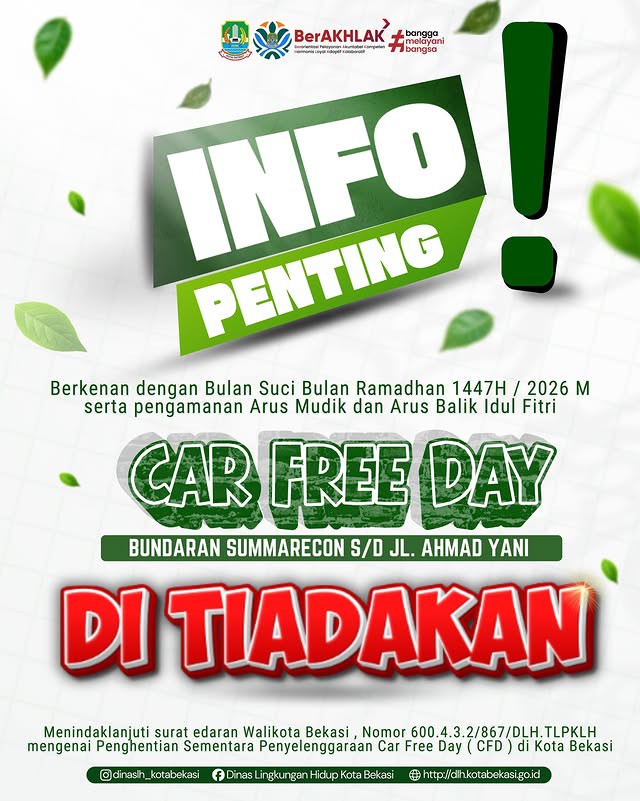 Selama bulan Suci Ramadhan, kegiatan rutin Car Free Day resmi di Tiadakan
